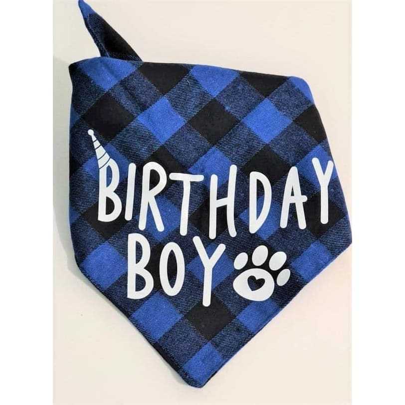 Birthday Boy Checked Dog Bandana.