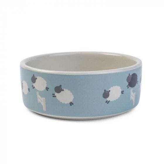 Counting Sheep Ceramic Dog Bowl