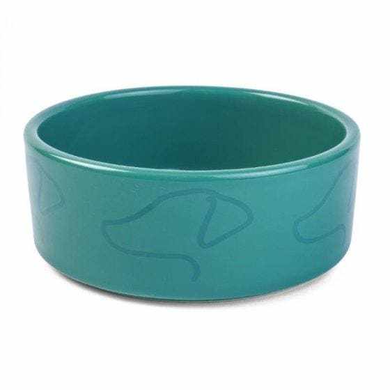Green Ceramic Dog Bowl