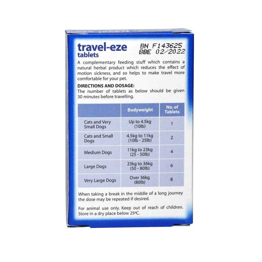 Johnson's Travel-Eze Tablets x 24 for Cats and Dogs