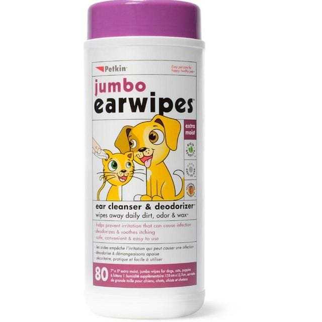 Petkin Jumbo Dog &amp; Cat Ear Wipes (80 Pack)